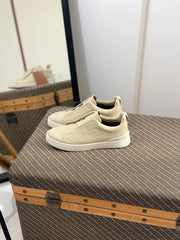 Zegna TerraFlex Suede Slip-On Sneakers – Desert Sand Edition