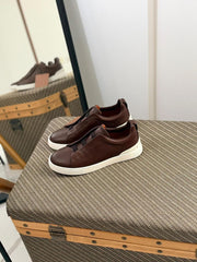Zegna TerraFlex Smooth Leather Slip-On Sneakers – Cream Edition