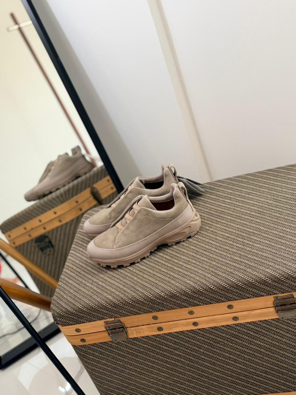Zegna TerraFlex Smooth Leather Slip-On Sneakers – Espresso Brown Edition