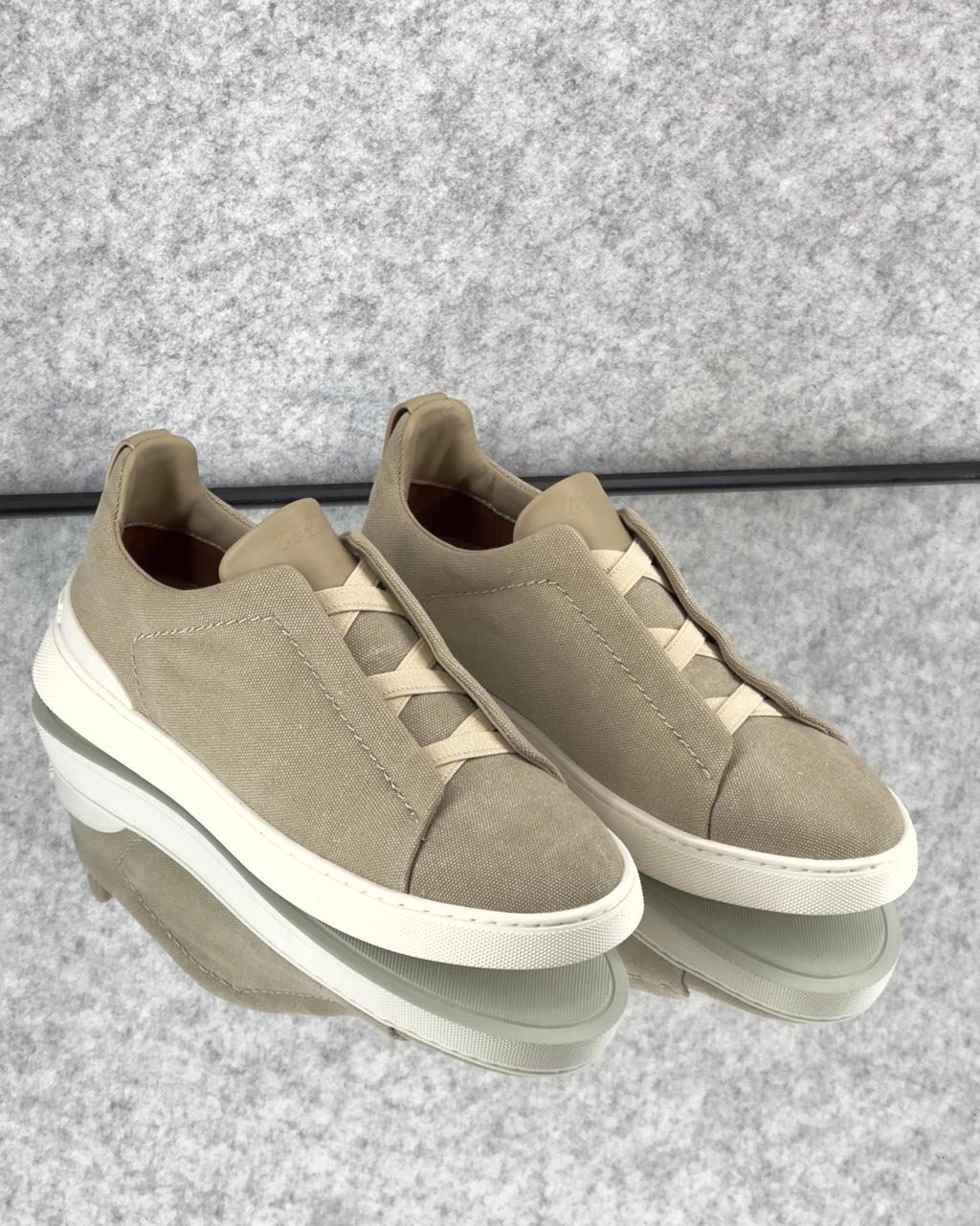 Zegna TerraFlex Smooth Leather Slip-On Sneakers – Navy Edition