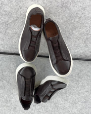 Zegna TerraFlex Smooth Leather Slip-On Sneakers – Mocha Brown Edition