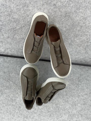 ZEGNA Triple Stitch™ Grey Leather Sneakers