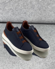 ZEGNA Triple Stitch™ Tan Leather Sneakers