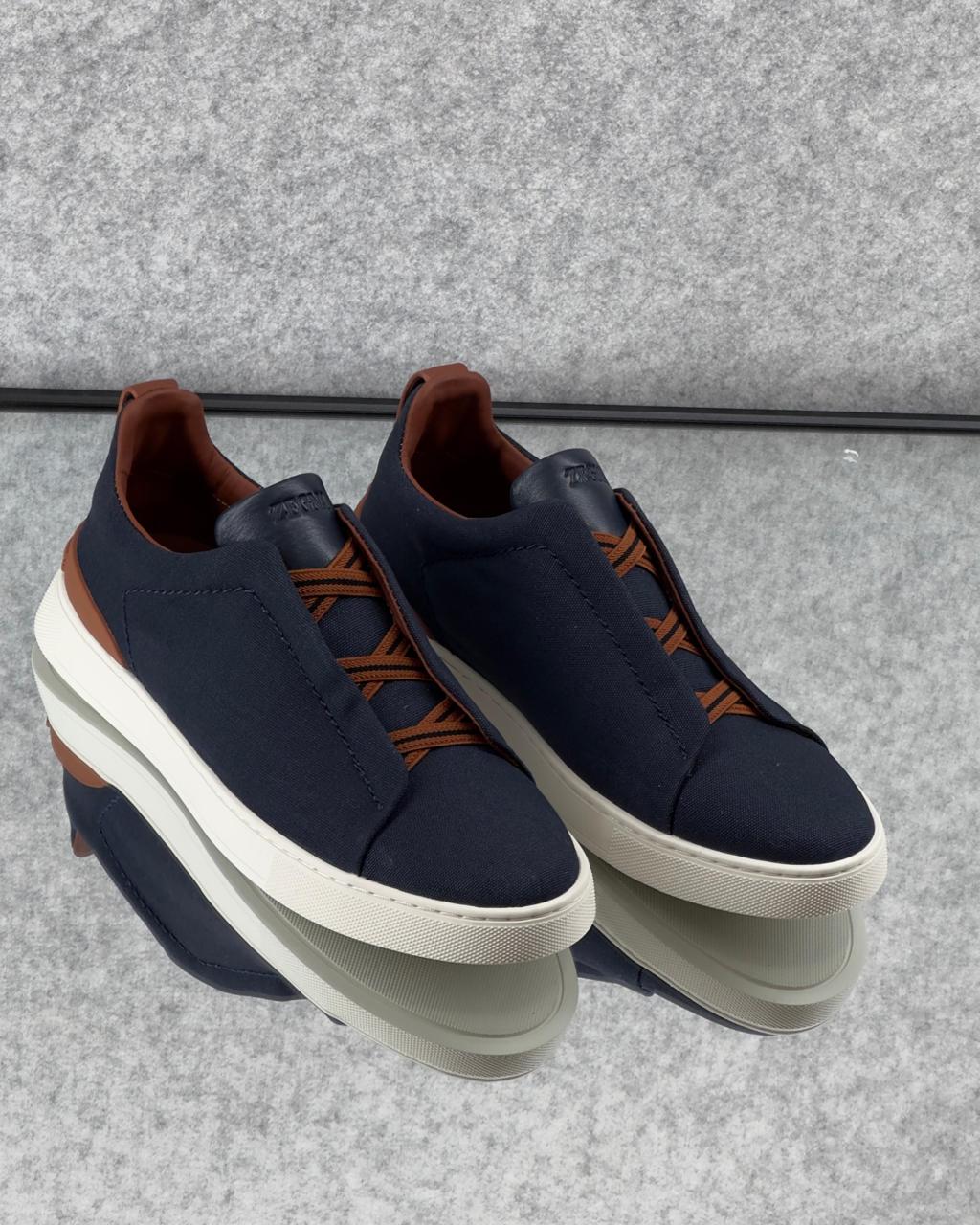 ZEGNA Triple Stitch™ Tan Leather Sneakers