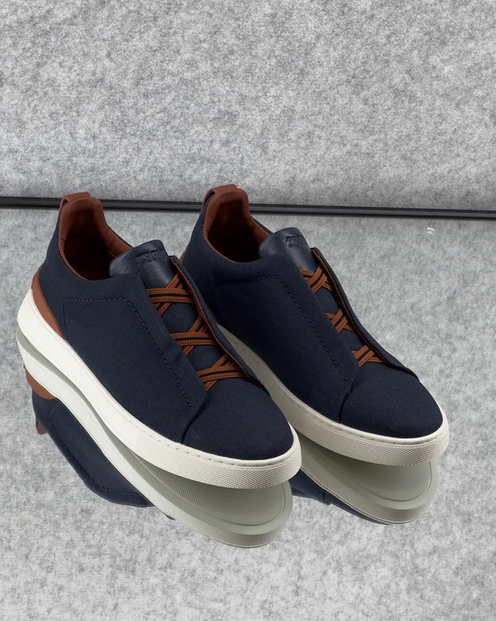 ZEGNA Triple Stitch™ Tan Leather Sneakers