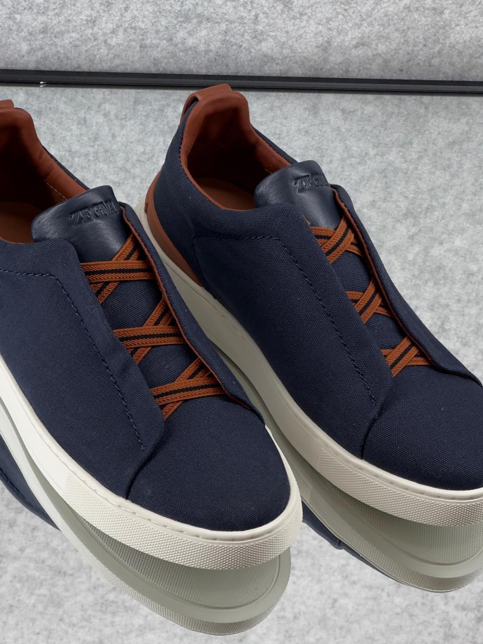 ZEGNA Triple Stitch™ Tan Leather Sneakers