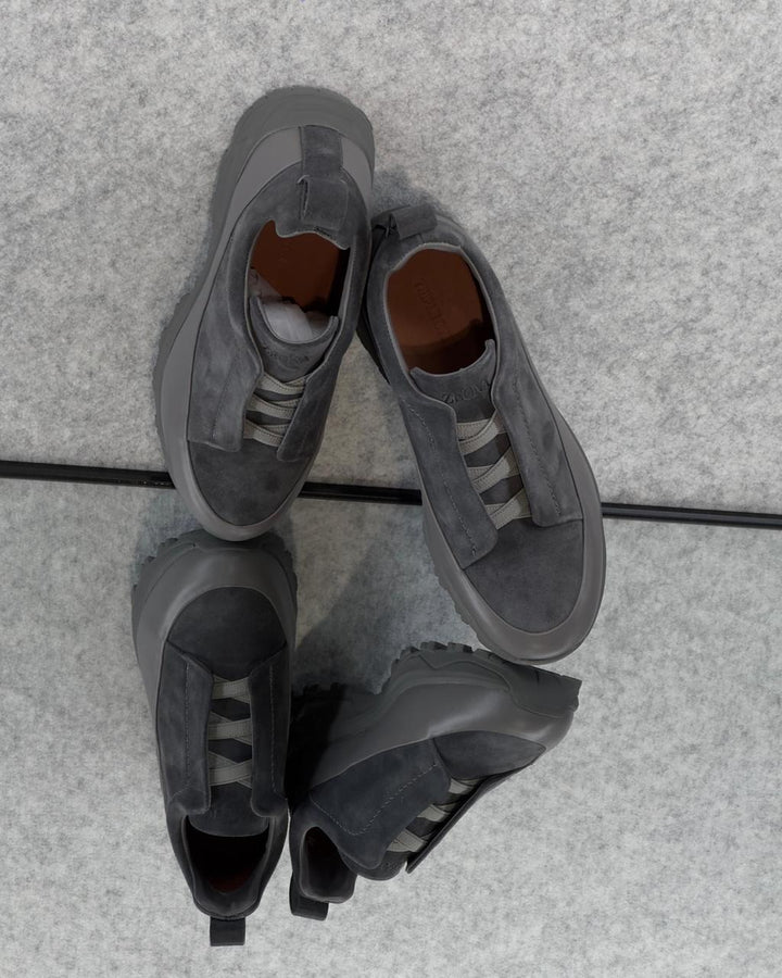 Zegna Cream Leather Slip-On Sneakers