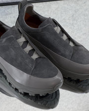 Zegna Cream Leather Slip-On Sneakers