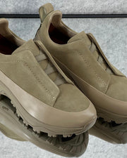 Zegna Grey Suede Slip-On Sneakers