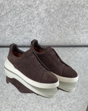 Zegna Beige Suede Utility Slip-On Sneakers