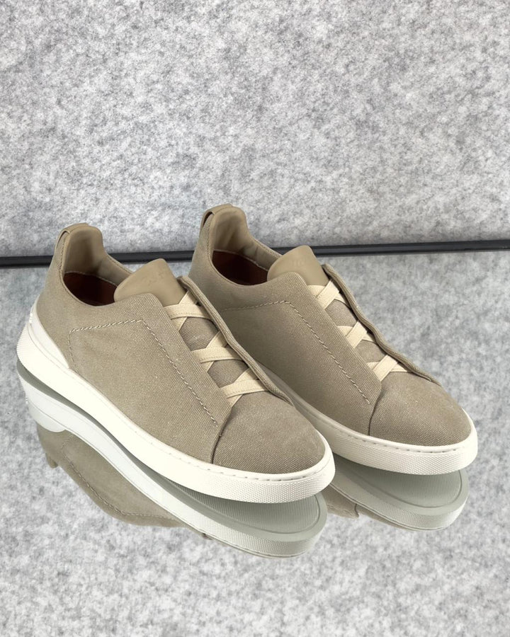 Zegna Brown Suede Slip-On Sneakers