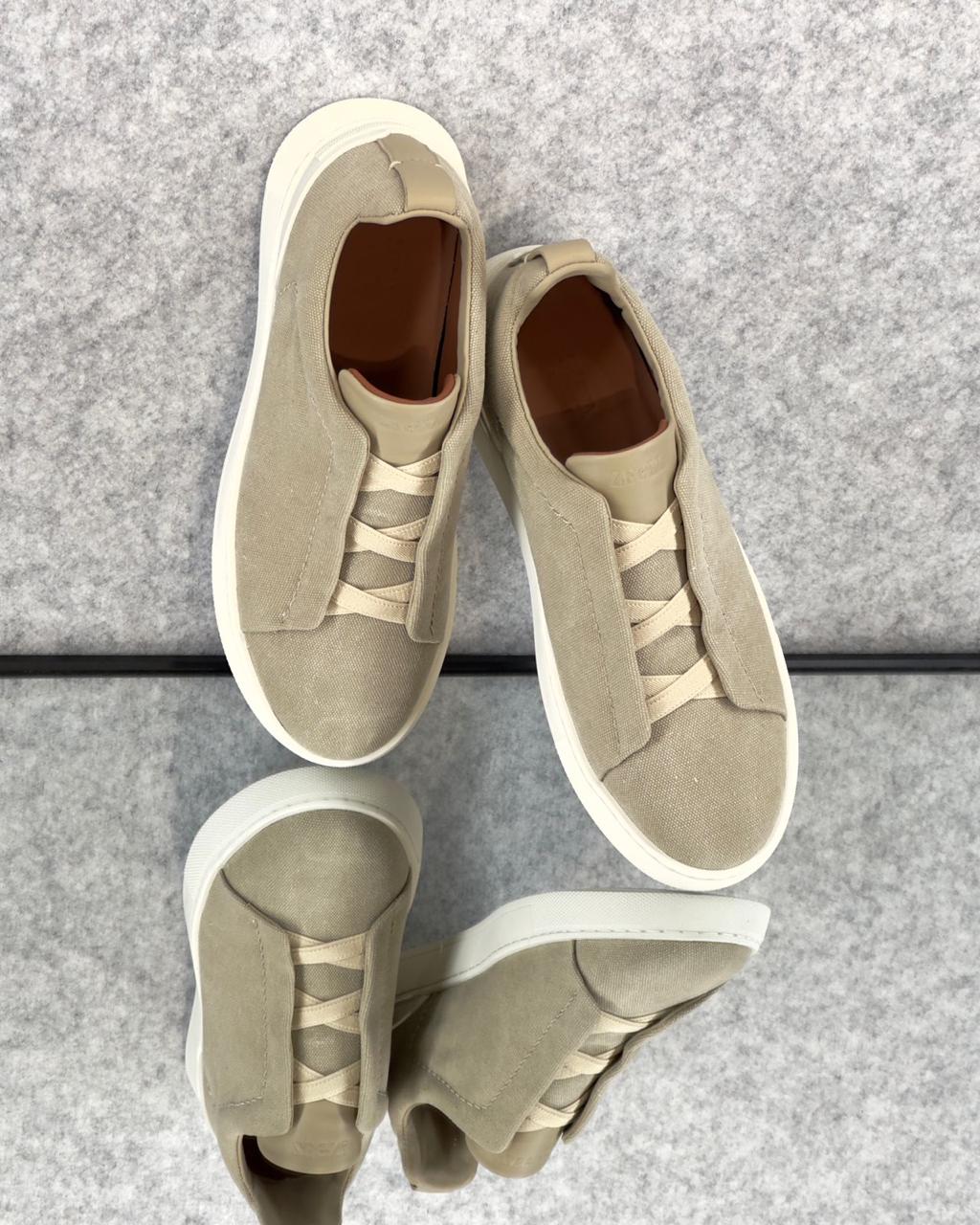 Zegna Brown Suede Slip-On Sneakers