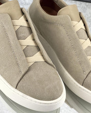 Zegna Brown Suede Slip-On Sneakers