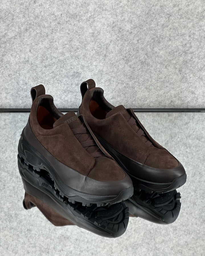 Zegna Beige Canvas Slip-On Sneakers