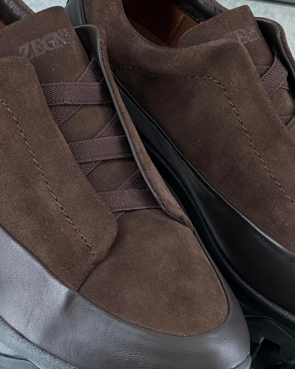 Zegna Beige Canvas Slip-On Sneakers