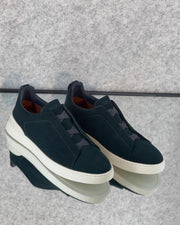 Zegna Brown Suede Utility Slip-On Sneakers