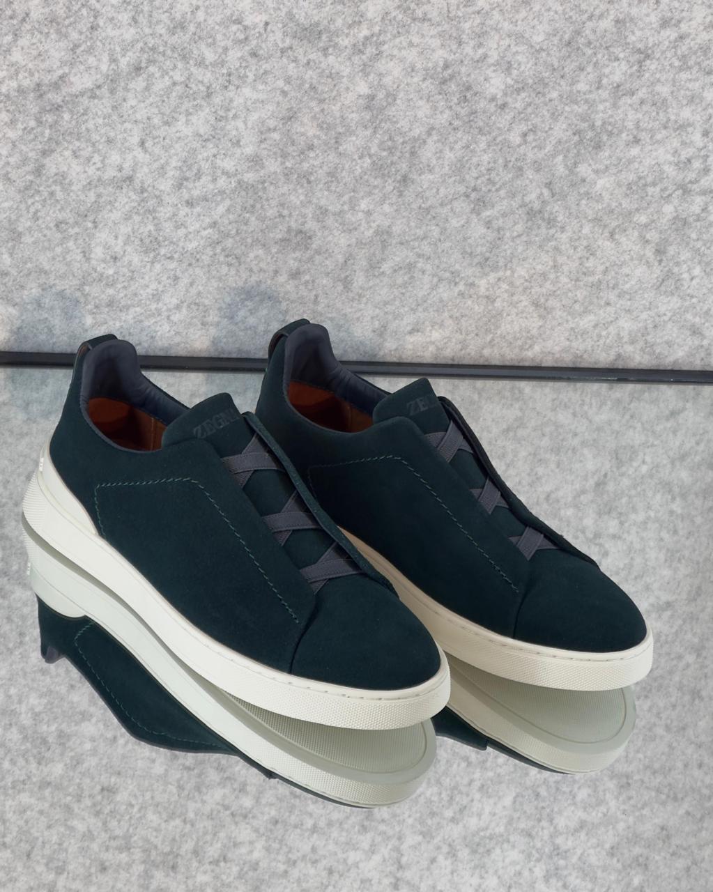 Zegna Brown Suede Utility Slip-On Sneakers