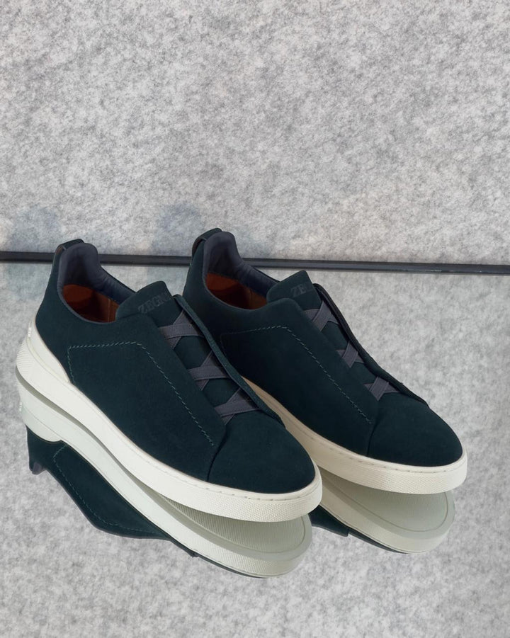 Zegna Brown Suede Utility Slip-On Sneakers