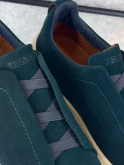 Zegna Brown Suede Utility Slip-On Sneakers