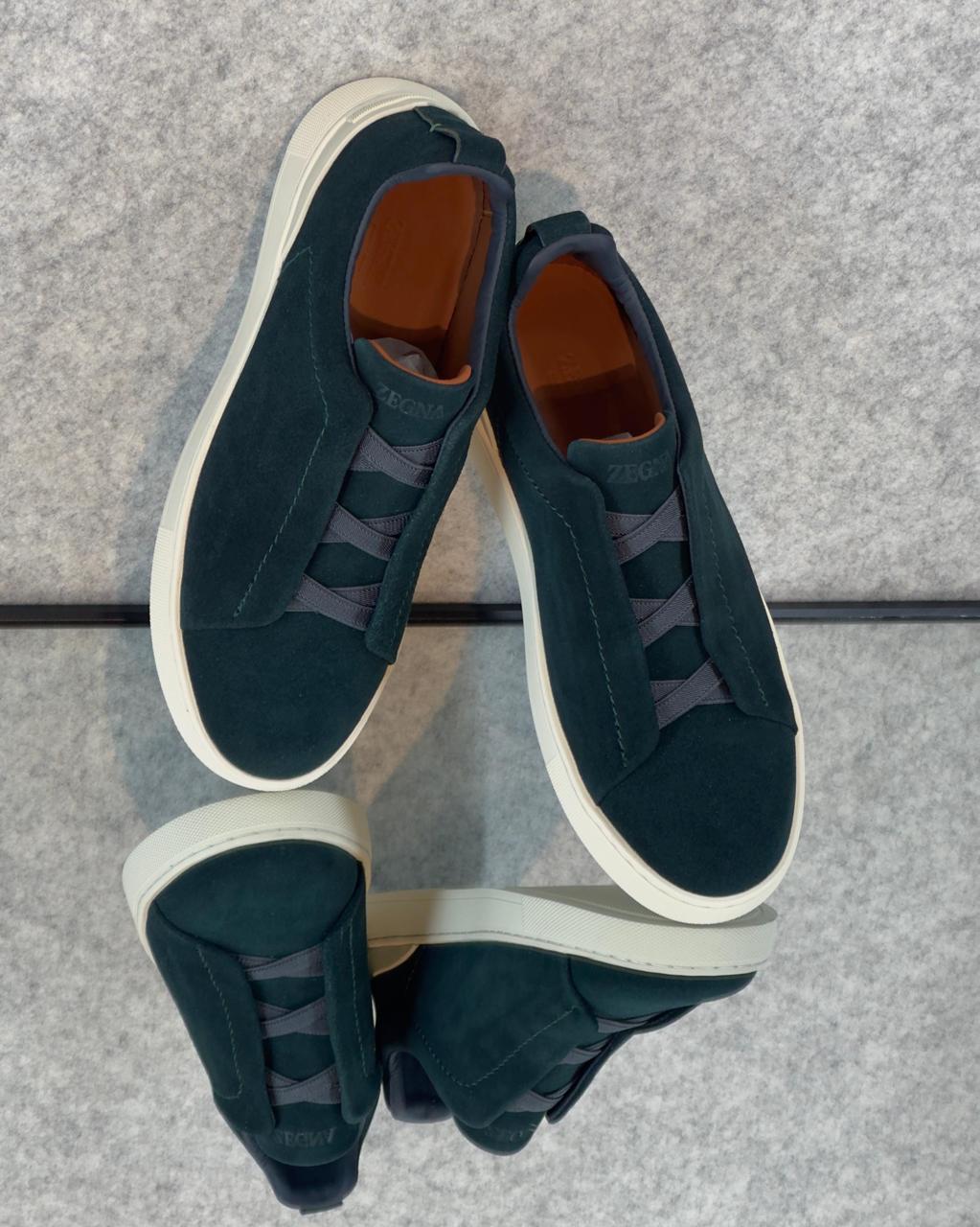 Zegna Brown Suede Utility Slip-On Sneakers