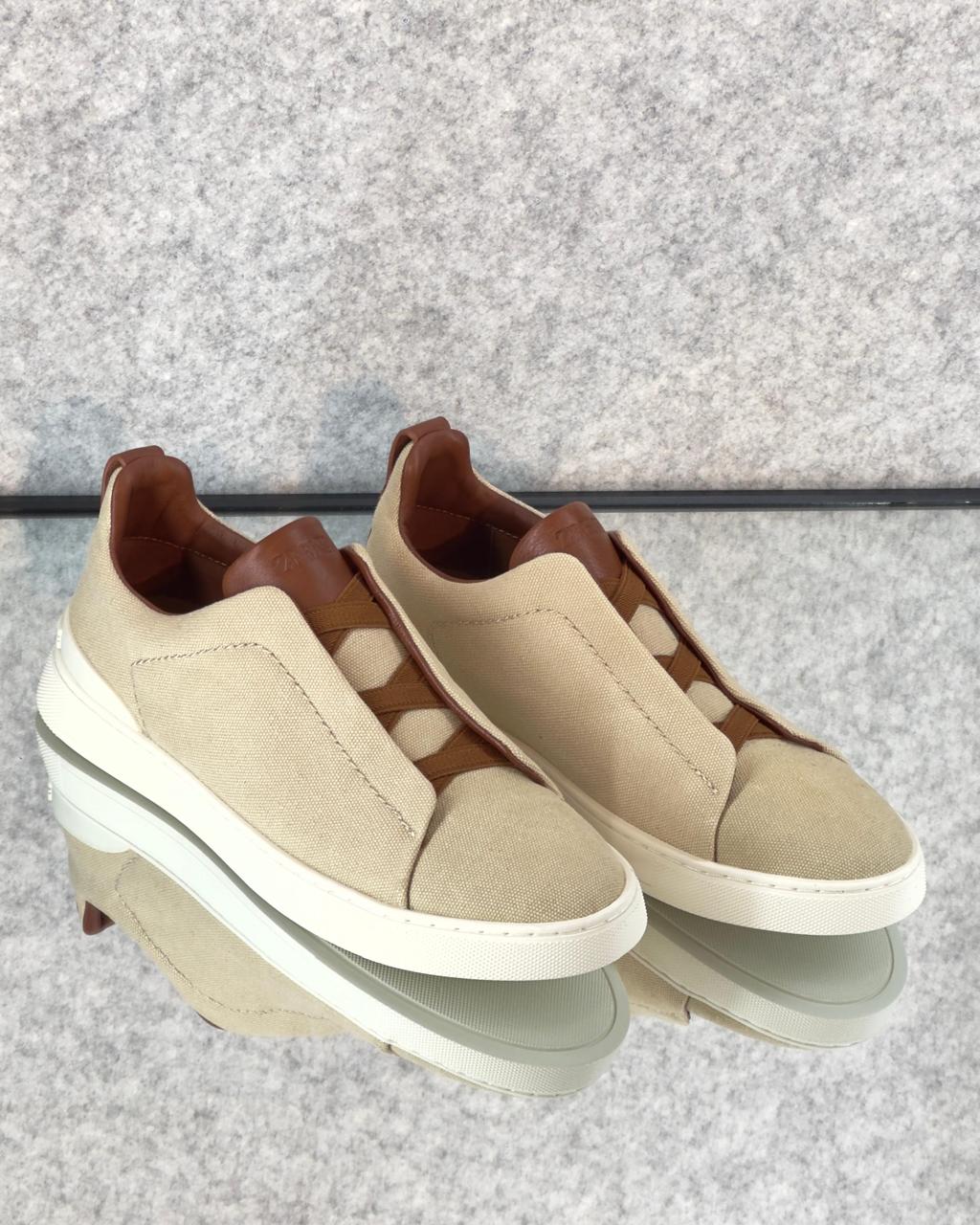 Zegna Dark Green Suede Slip-On Sneakers