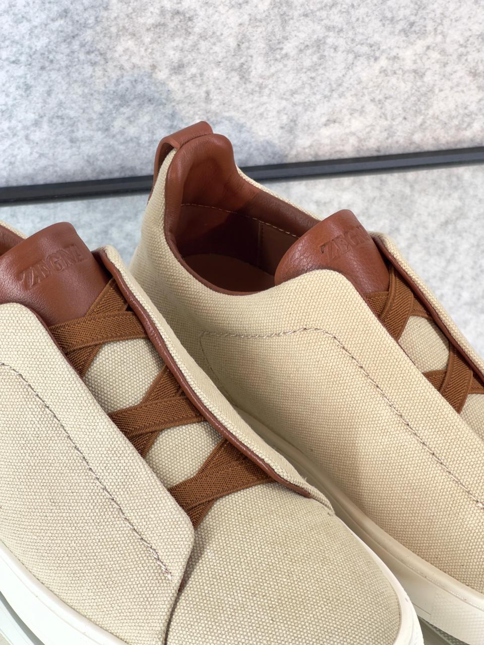 Zegna Dark Green Suede Slip-On Sneakers