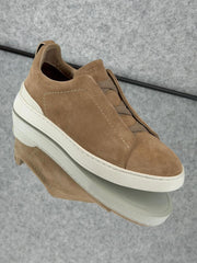 Zegna Black Leather Utility Slip-On Sneakers