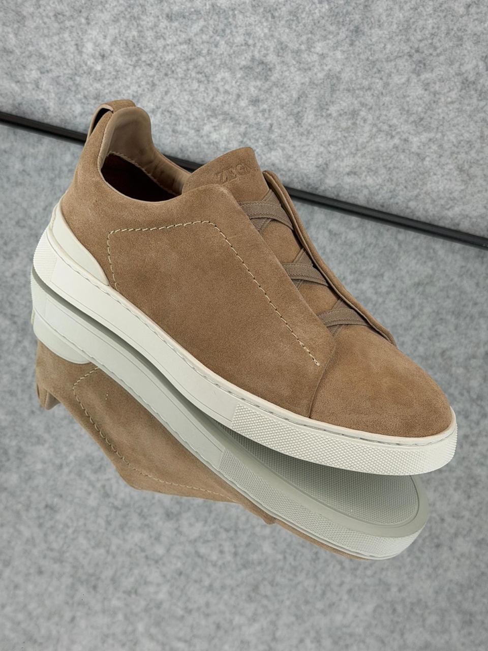 Zegna Black Leather Utility Slip-On Sneakers