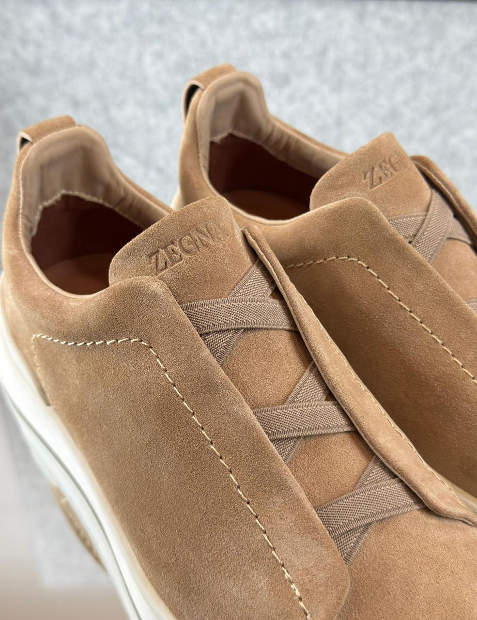 Zegna Black Leather Utility Slip-On Sneakers