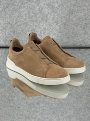 Zegna Black Leather Utility Slip-On Sneakers