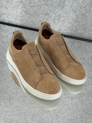 Zegna Black Leather Utility Slip-On Sneakers