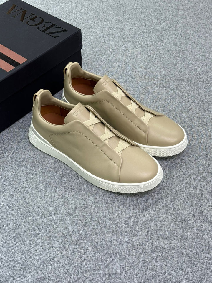 Zegna Croc-Embossed Suede Contrast Lace Sneakers