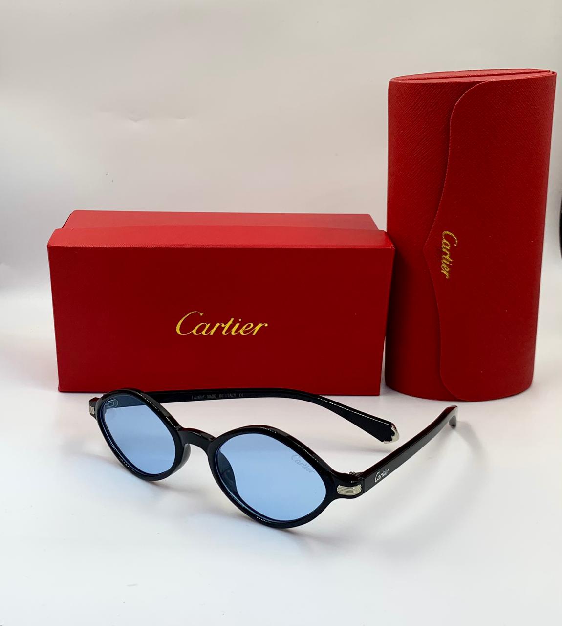 Cartier Piccadilly Oval Sunglasses (Black/Grey)