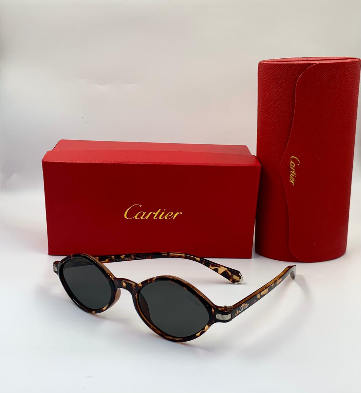 Cartier Piccadilly Oval Sunglasses (Black/Brown)