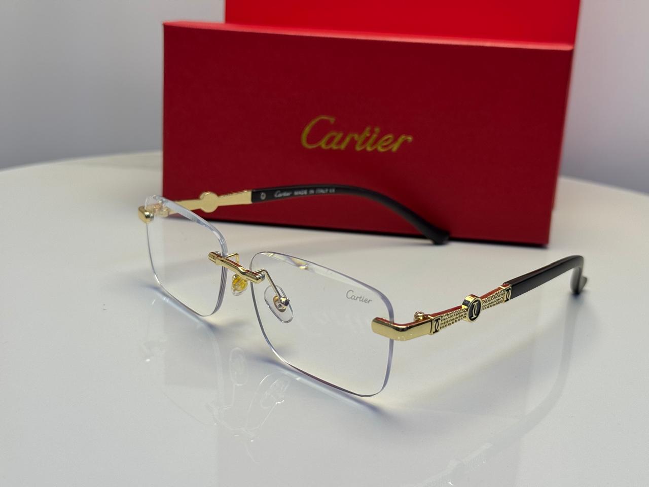 Panthère de Cartier Rimless Sunglasses (Gold/Grey)