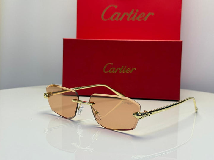 Cartier Panthère de Cartier Rimless Sunglasses (Gold/Brown Gradient)