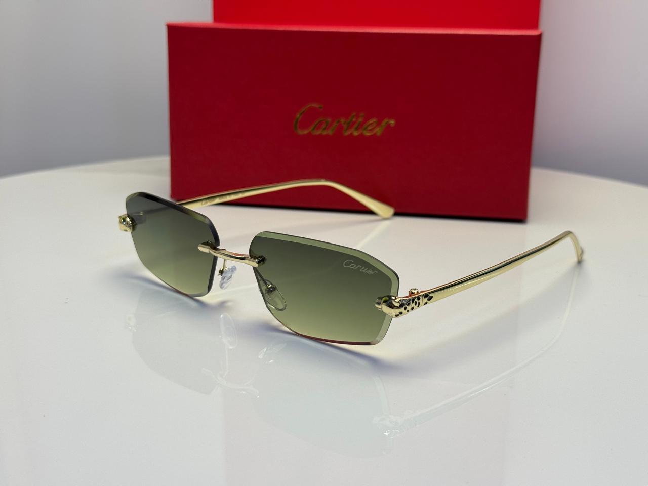 Cartier Panthère de Cartier Rimless Sunglasses (Gold/Grey Gradient)