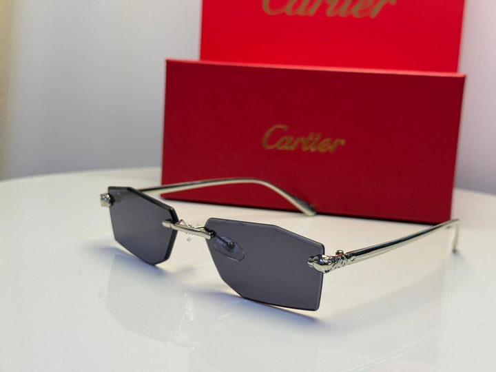 Cartier Panthère de Cartier Rimless Sunglasses (Black/Grey Gradient)