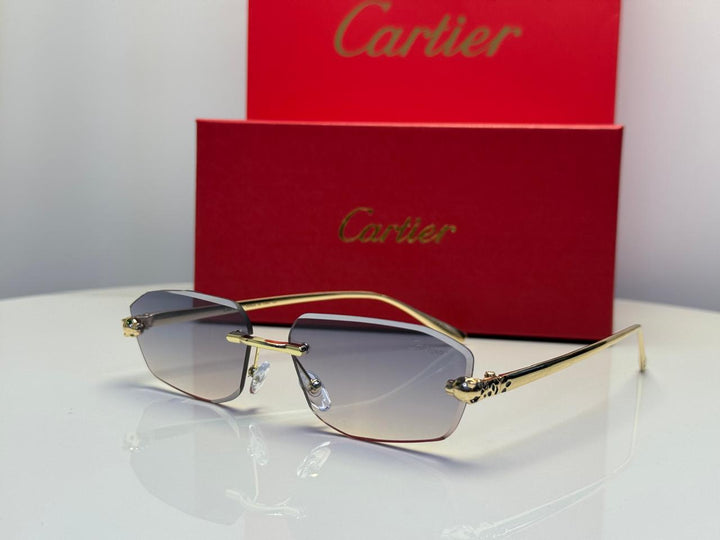 Cartier Panthère de Cartier Rimless Sunglasses (Gold/Clear)