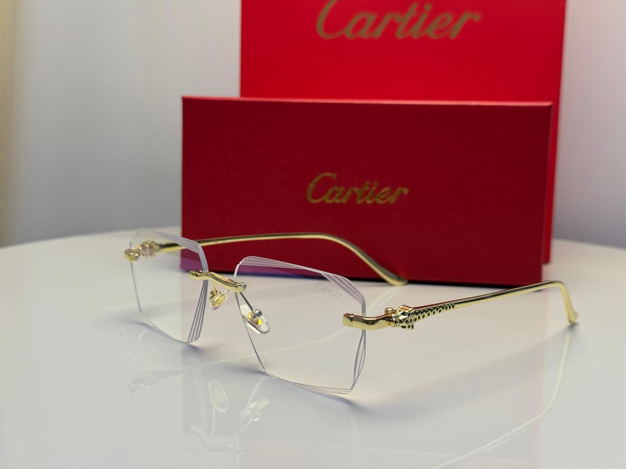 Cartier Panthère de Cartier Rimless Sunglasses (Gold/Brown Gradient)