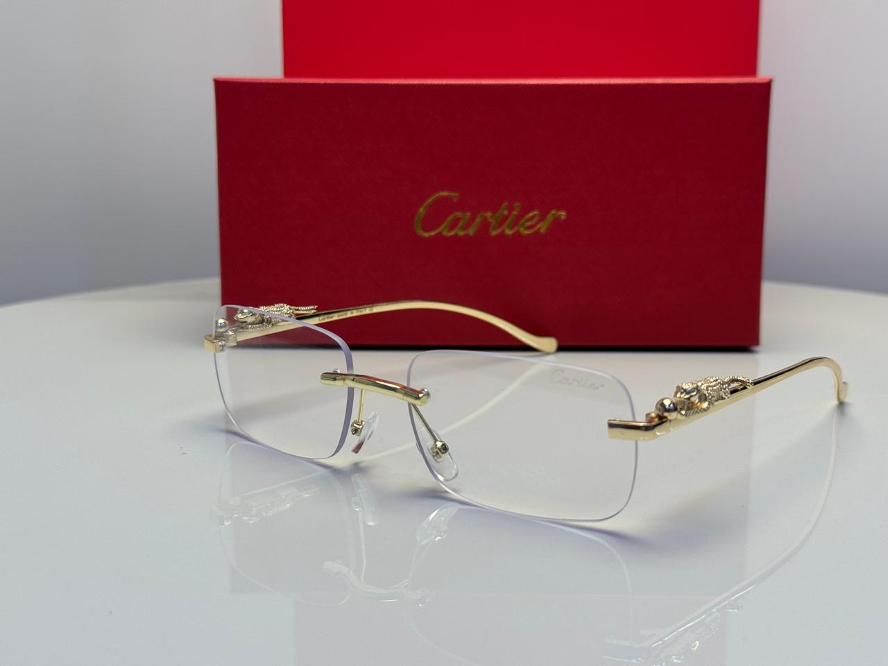 Cartier Panthère de Cartier Rectangular Sunglasses (Gold/Orange Gradient)