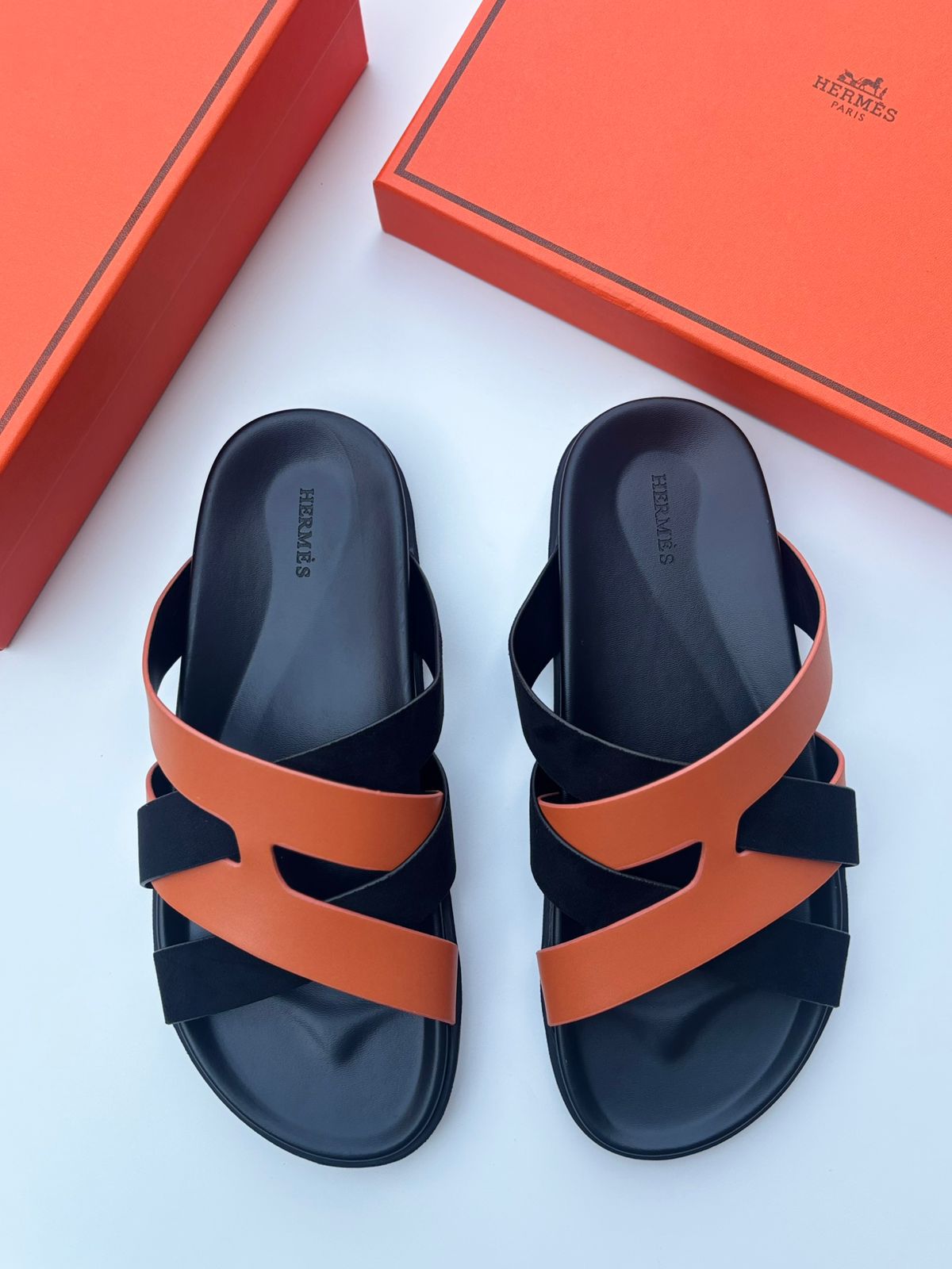 Hermès Electra Sandal Blanc Bleu Marine