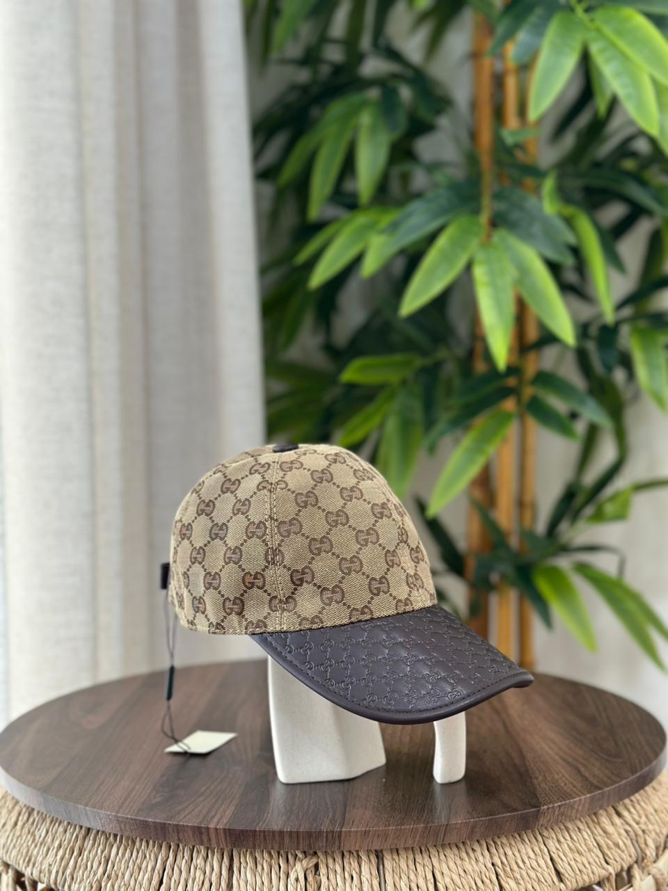 GG Canvas and Leather Baseball Hat (Burgundy)