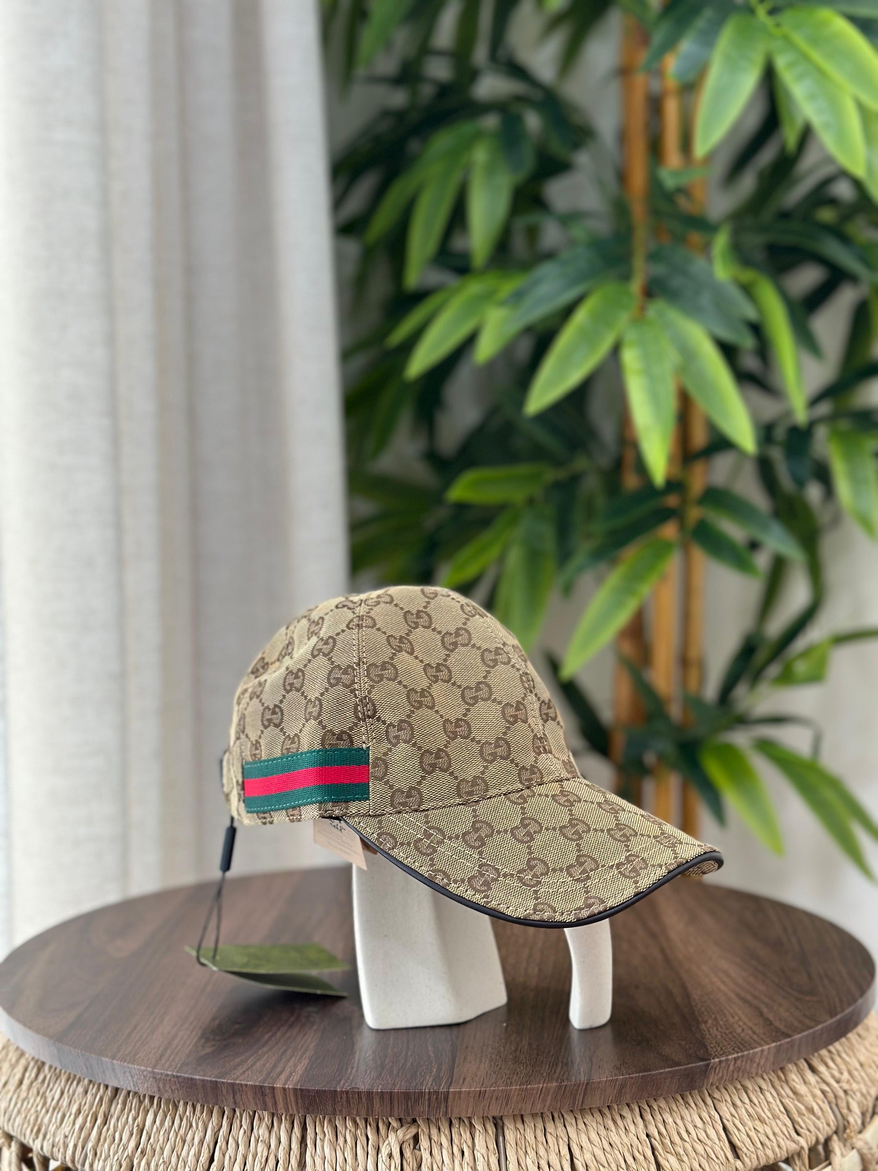 Gucci GG Canvas Baseball Hat with Double G (Beige/Ebony)