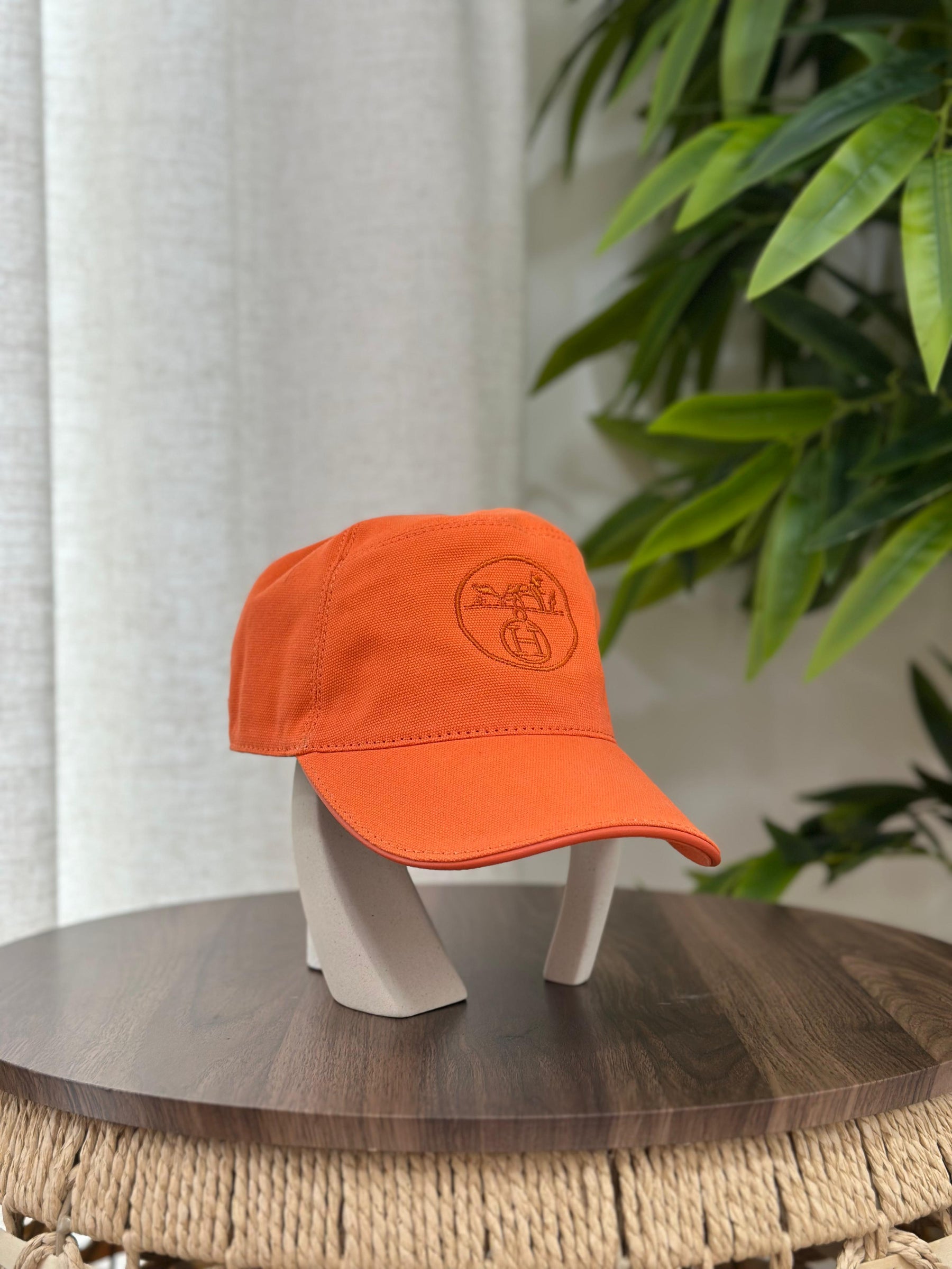 Hermès Nevada H Logo Baseball Cap (Black/Orange)