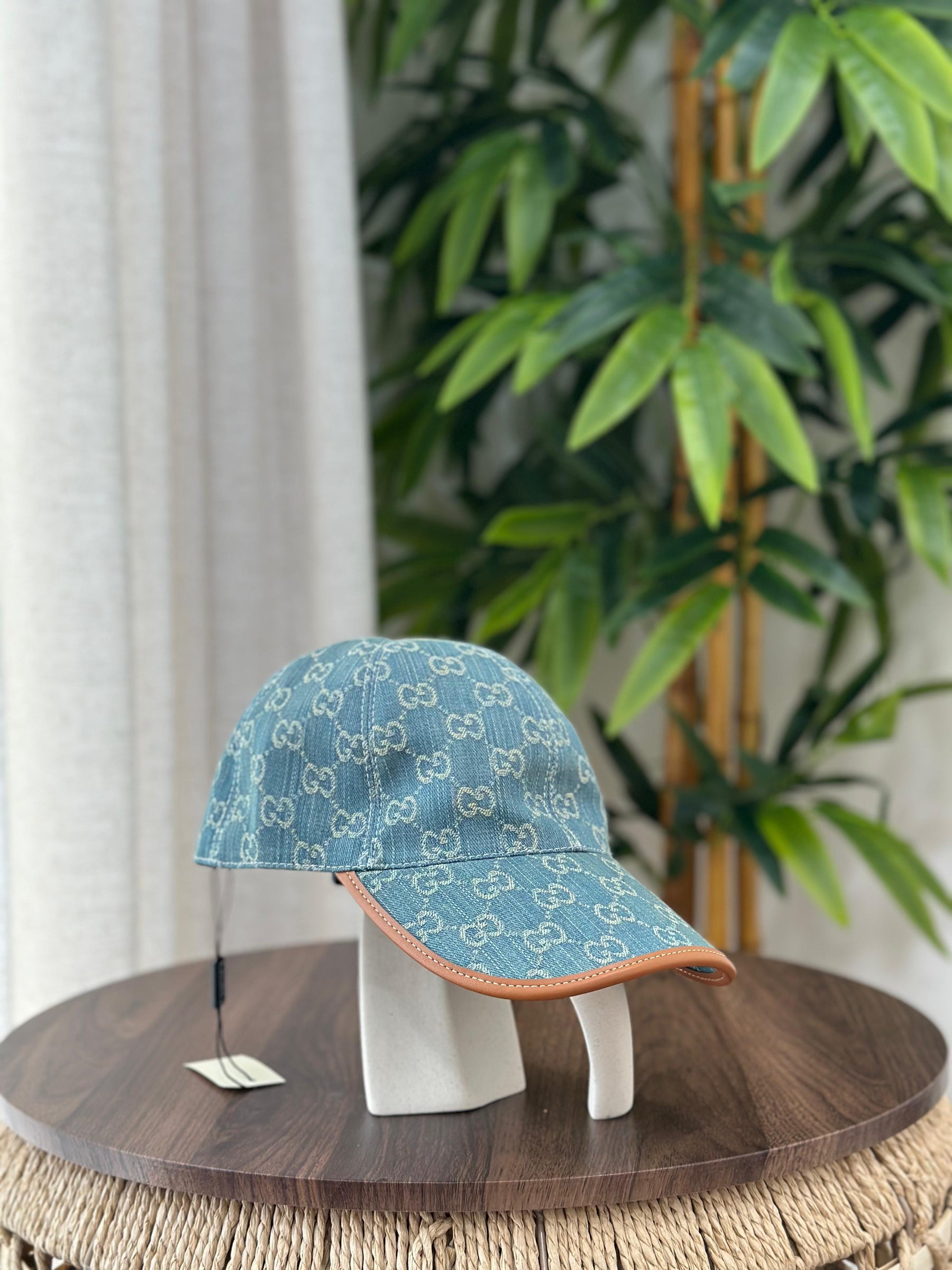 Gucci GG Canvas and Leather Baseball Hat (Beige/Tan)