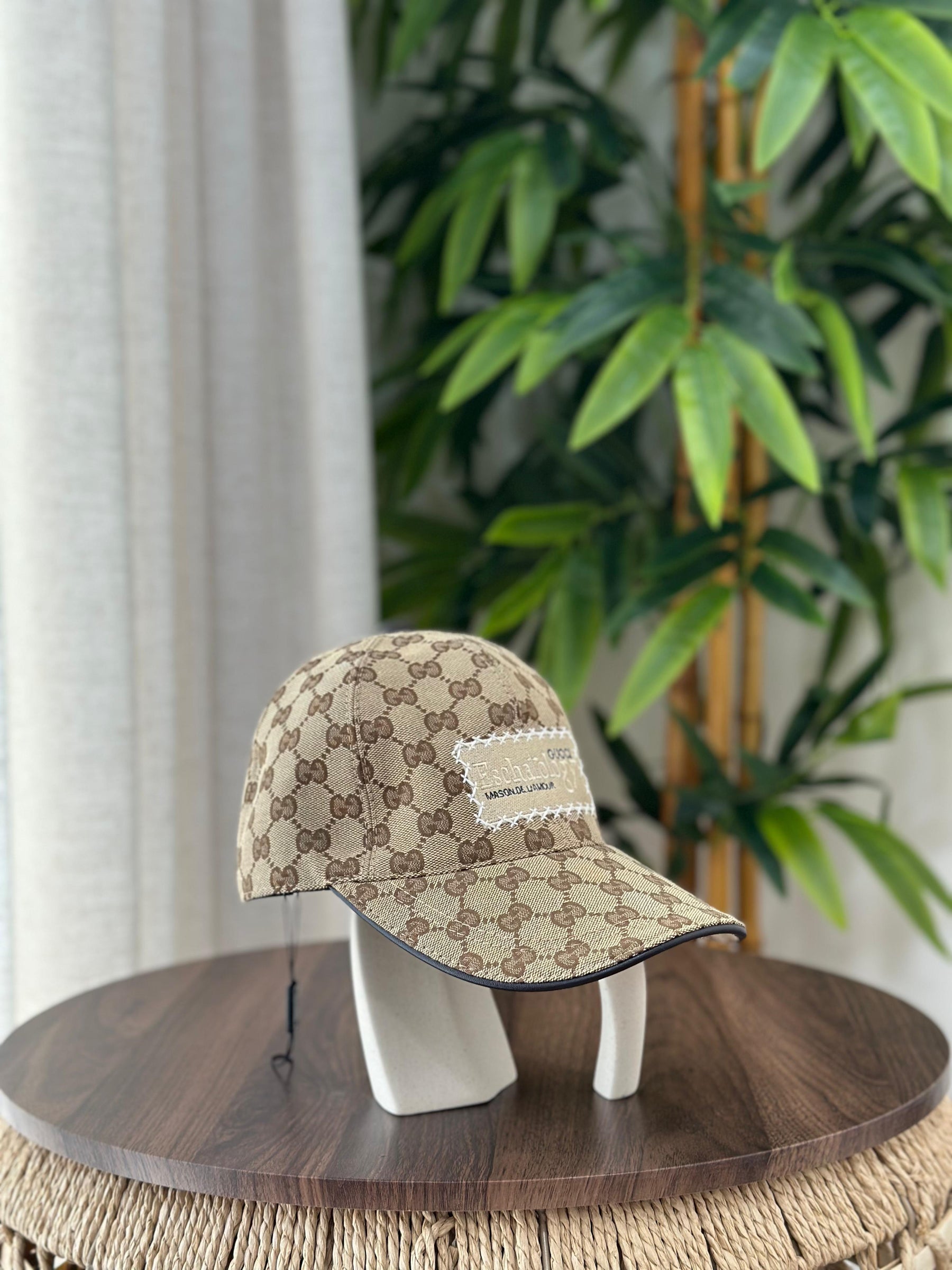 Gucci GG Denim Baseball Hat with Miniature Double G (Light Blue/White)