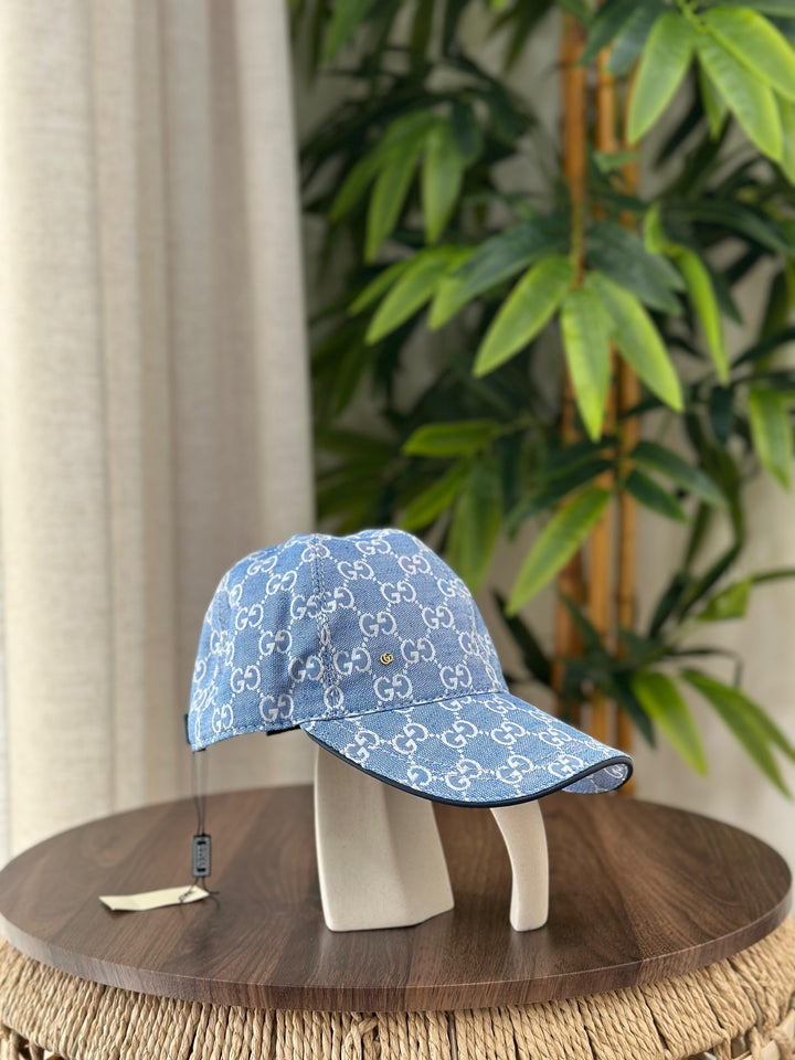 Gucci Jumbo GG Denim Baseball Hat (Dark Blue/Ivory)