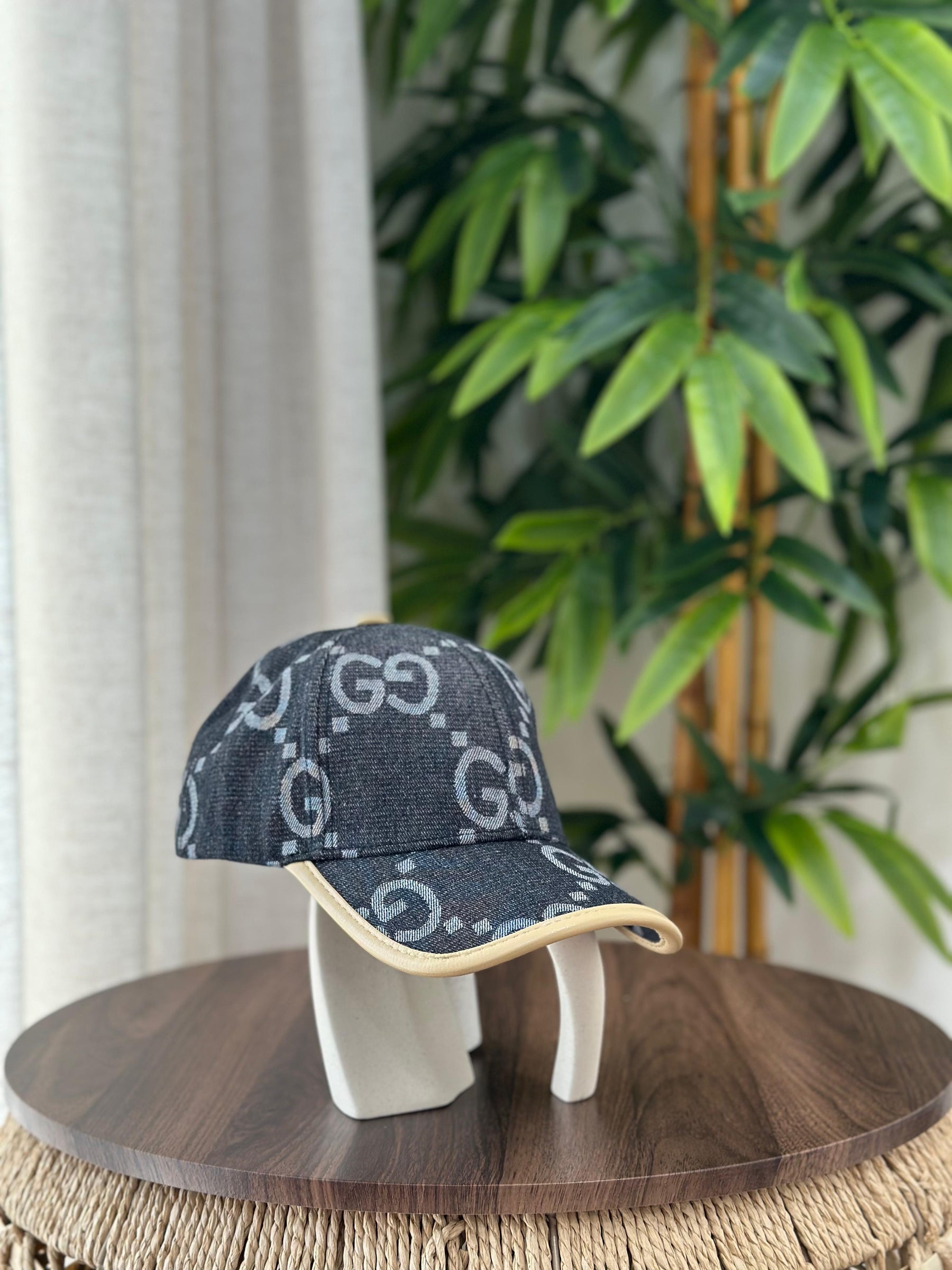 Gucci GG Canvas Baseball Hat with Web Detail (Beige/Ebony)