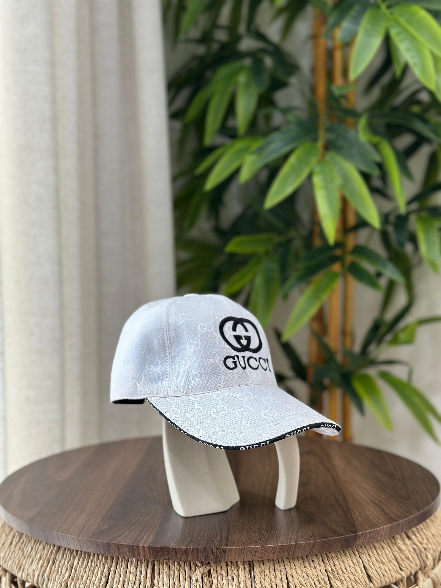 Gucci GG Canvas Baseball Hat with Miniature Double G (Beige/Ebony)